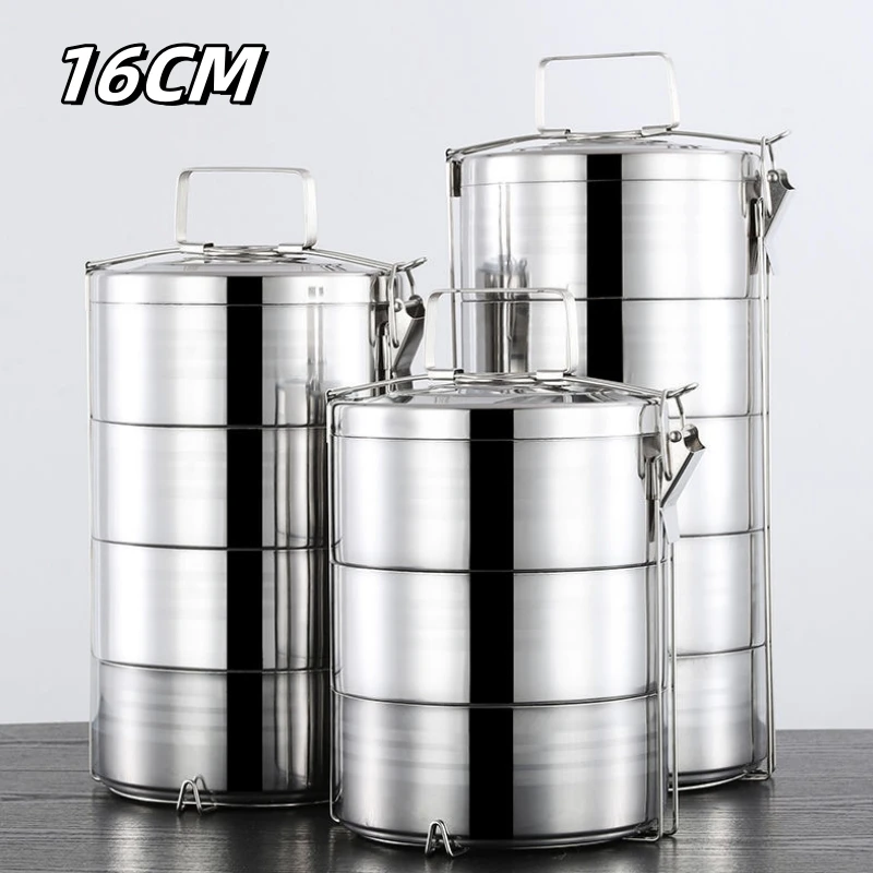 16CM Cheap 2/3/4/5 layers Stainless Steel Tiffin Box Take Away Food Carrier with Handle lunch box