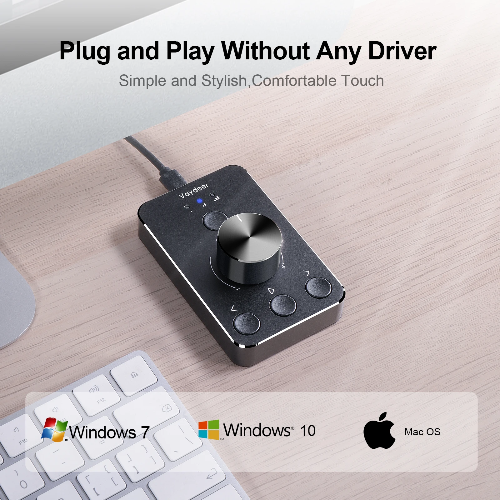 Vaydeer Rotator Volume Knob Aluminum USB PC Computer Audio Wired Creative Volume Control Knob Switch