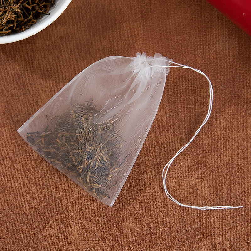 High Temperature Resistance Disposable Biodegradable Food Grade Empty Herbs Nylon Tea Bags With Drawstring