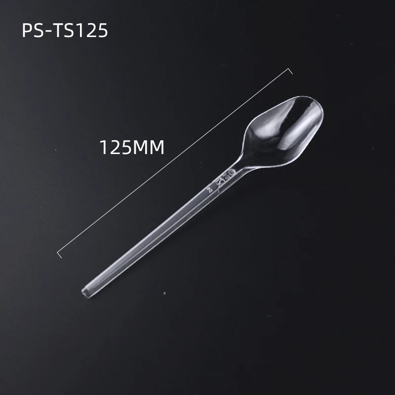 Wholesale PS disposable plastic black white mini tea spoon small disposable
