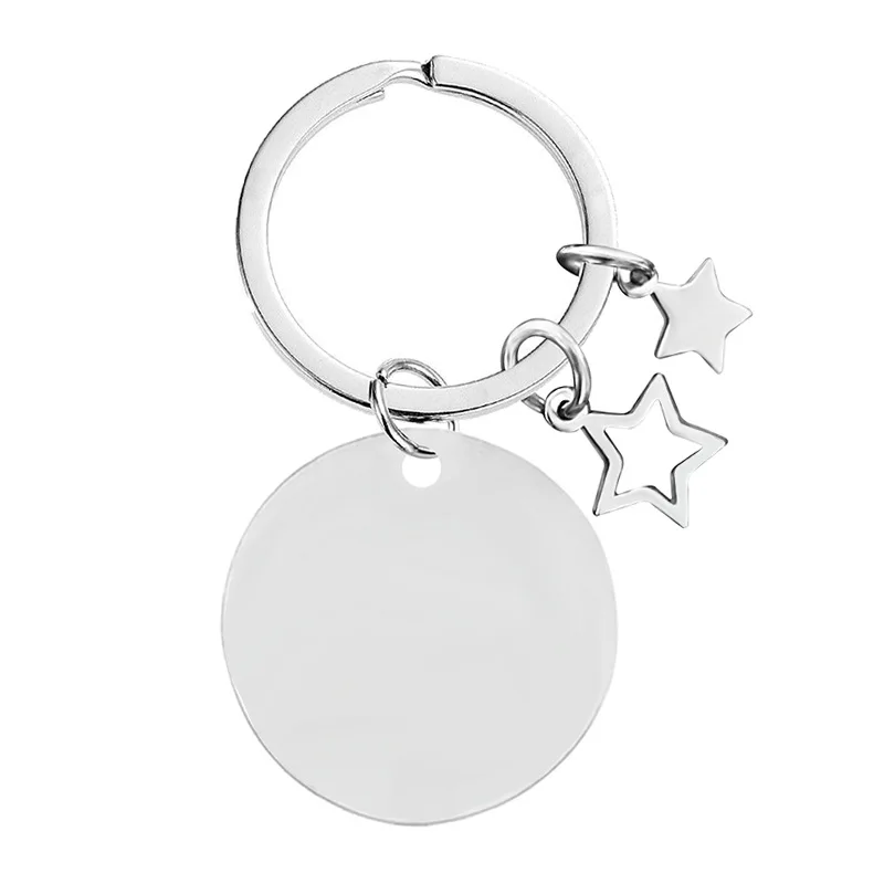 Stainless Steel Round Shape Keychain Empty Surface Custom Logo Keychain for Gift