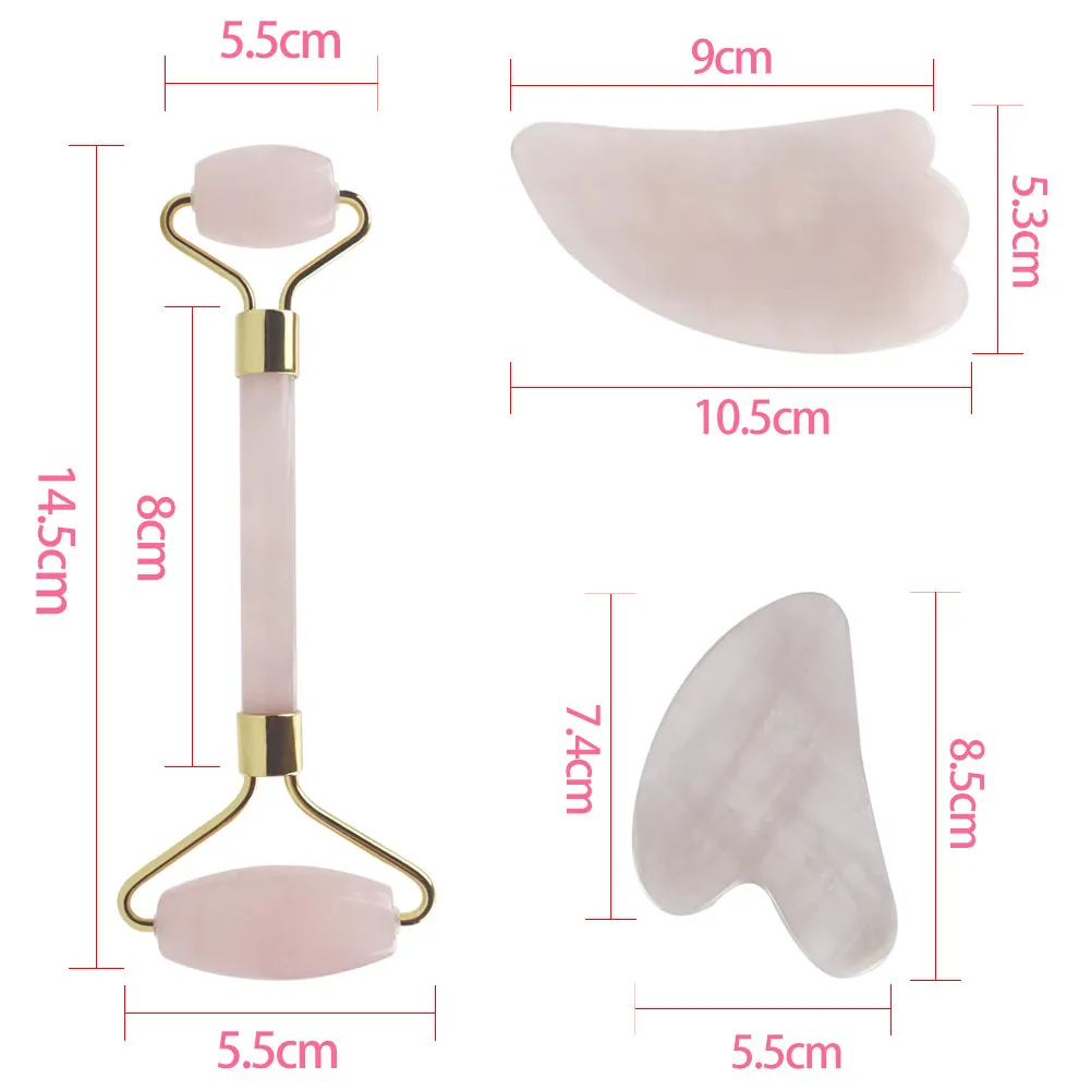 Pink Gua Sha Scraper Board Face Massagers Jade Gua sha Roller Facial Skin Care Tool For Face Neck Skin Body