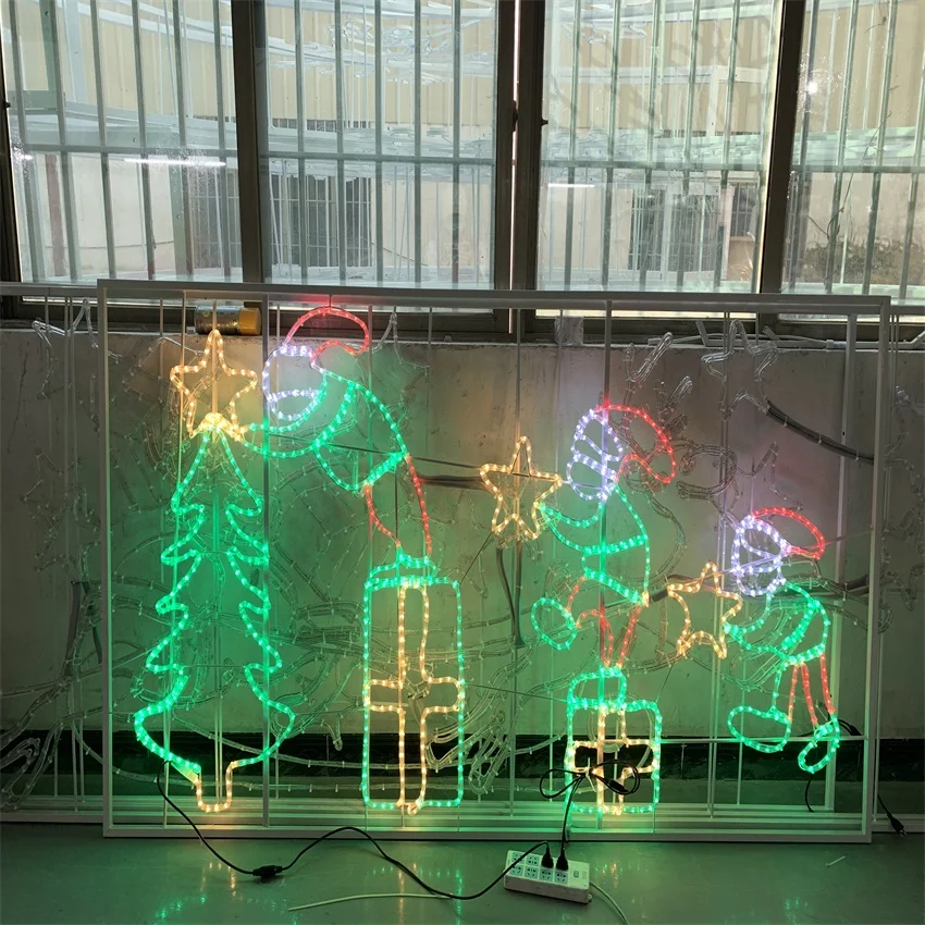 Christmas street decoration light outdoor decorative pole mounted motif waterproof lamppost motif hanging 2d motif lights