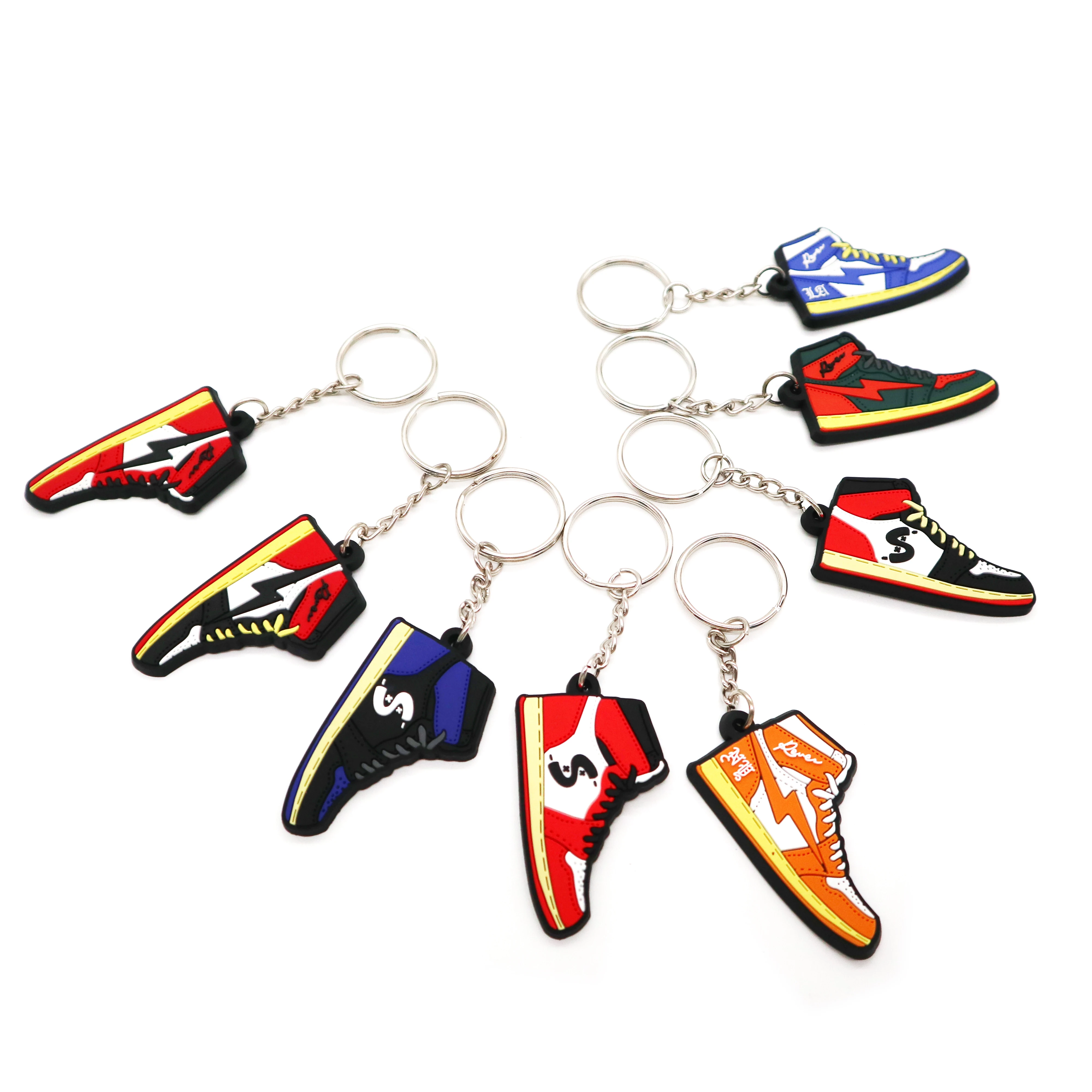 Black Hook Silicone Keychain Customized Rubber 3d Mini Sneaker Keychain Rubber Designer PVC Sneaker Keychain Shoe 3d Key Chain