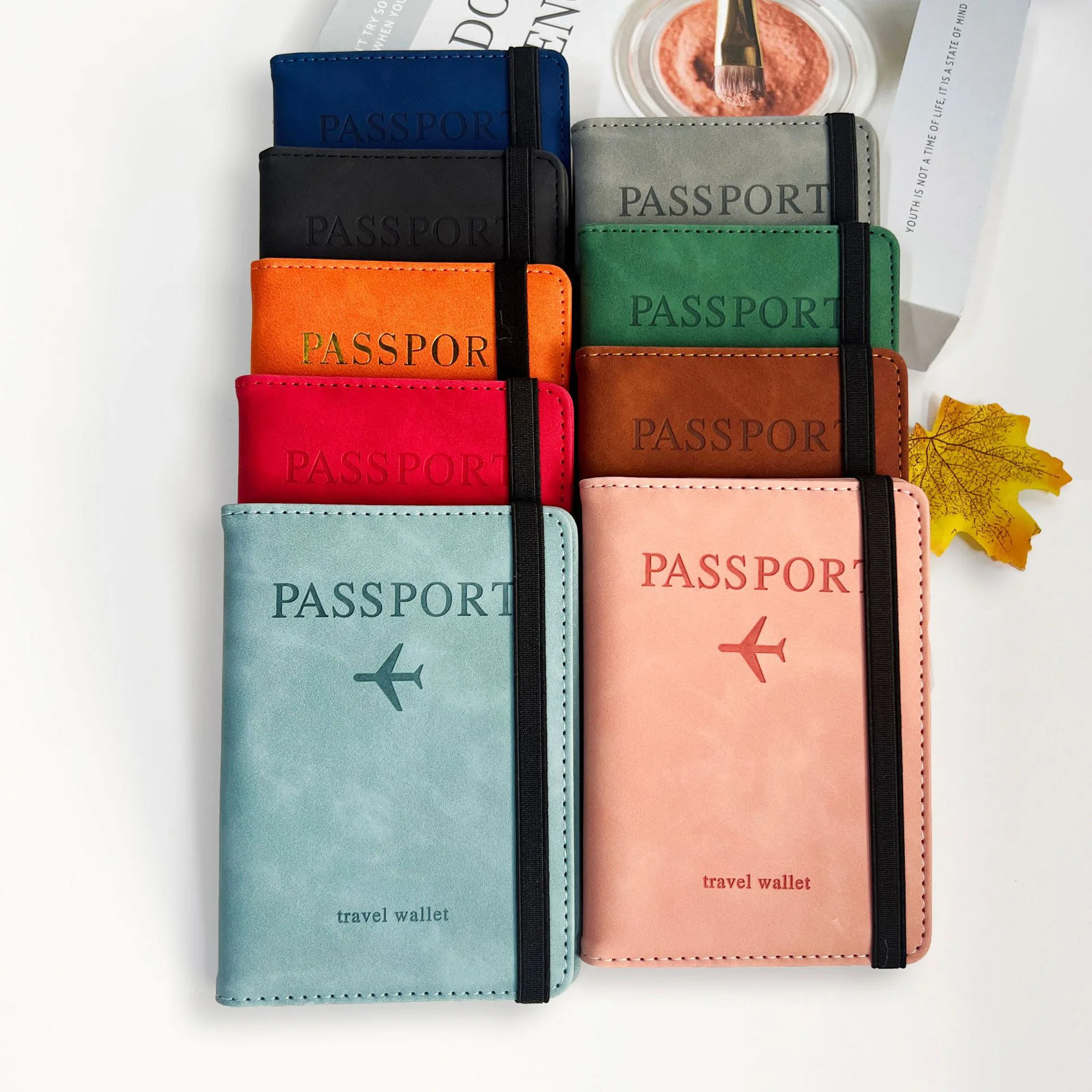 Portable Passport Holders Passport Wallet Sleeve PU Leather Passport Cover Functional Travel Wallet For Men and Women