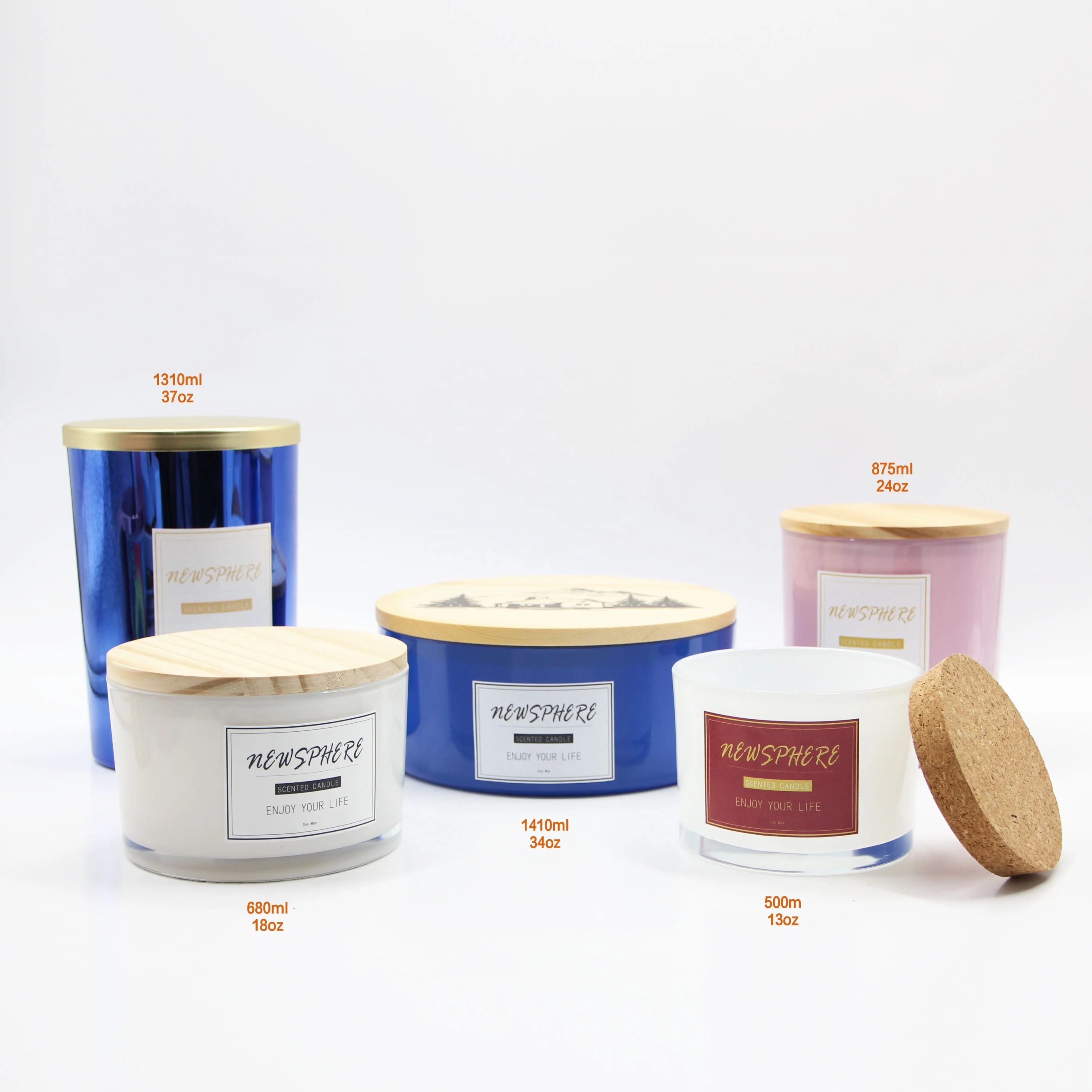 Wholesale Canada UK Australia India Custom Modern  Eco Friendly 3 Wick 700ml 13oz 15oz 16oz 22 oz 30 oz Candle Jar with Lid