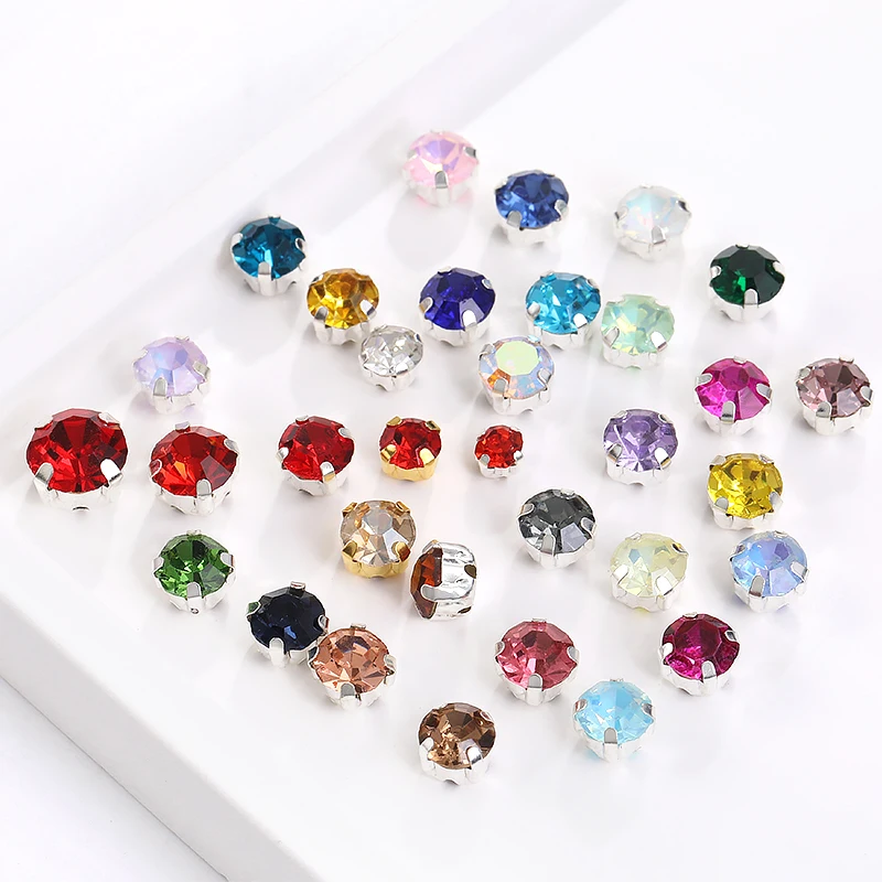 Xichaun SS16-SS40 Round Shape Glass Crystal Setting Sew On Rhinestones With Claws Many Colors DIY Accessories