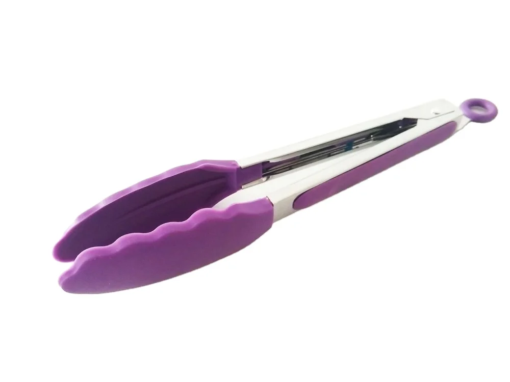 Environmental Protection Stainless Steel Silicone Bbq Food Clips Tong