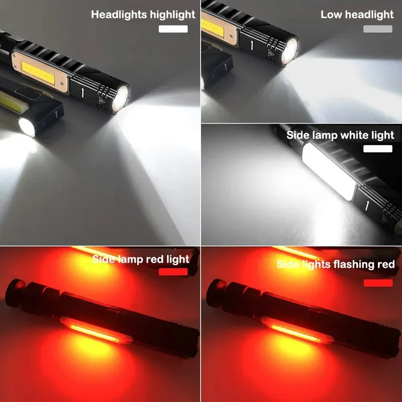 New Folding and Rotating USB Charging Multifunctional Rechargeable Inspection Lamp Led Flashlight COB Working Light 18650 DC 80