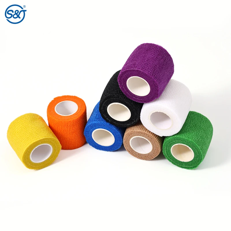 SJ Self Adhesive Wrap Bandages Bulk Breathable Athletic Tape Self Adherent Soaker Pad Cohesive Tape