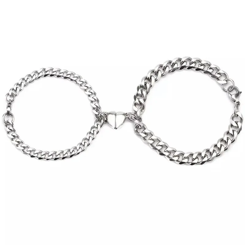 2pcs 2022 New Design Magnetic Couple Bracelets For Lover Men Women Love Chain Link Bangle Charm Bracelet