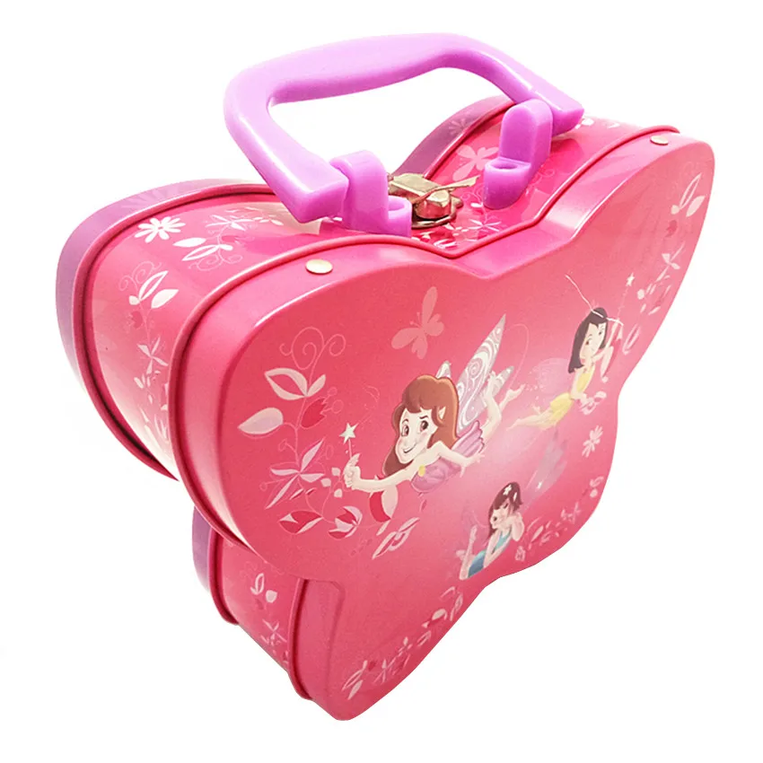 wholesale Vintage pink tin toy case with handle