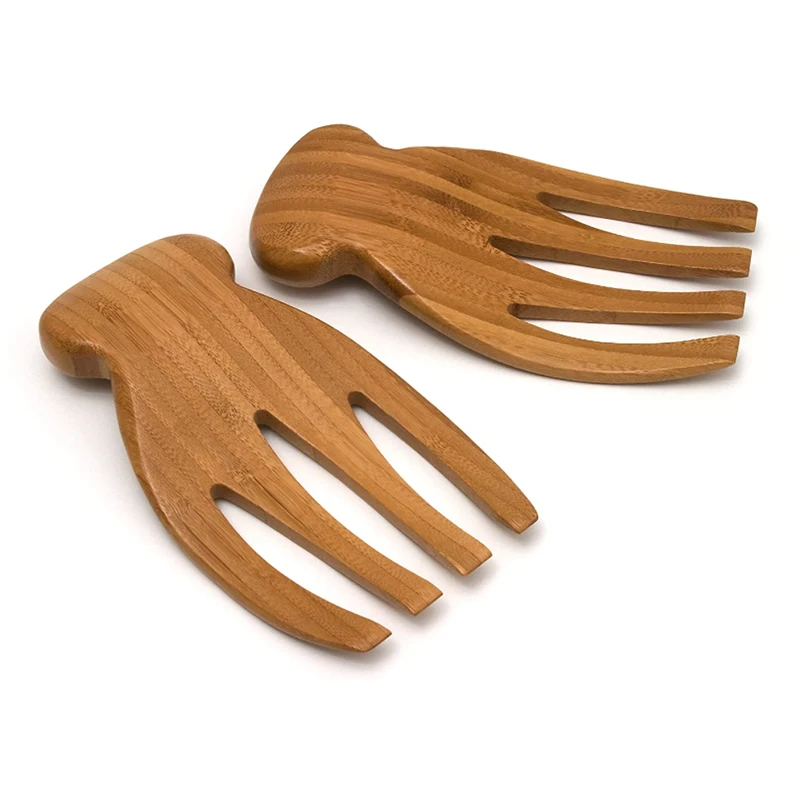 Eco-Friendly Bamboo Salad Hands Bamboo Salad Server Set for Kitchen Using