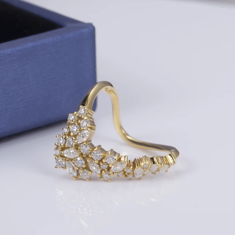 Messi Jewelry 925 Sterling Silver  3.5X1.75mm Marquise Cut DEF Color Moissanite Diamond Ring For Women