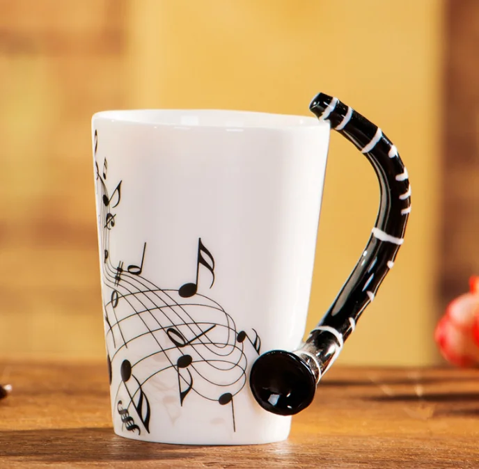 
elegant 200ml ceramic hand painted coffee mug music themed symbolic gift for birthday 
