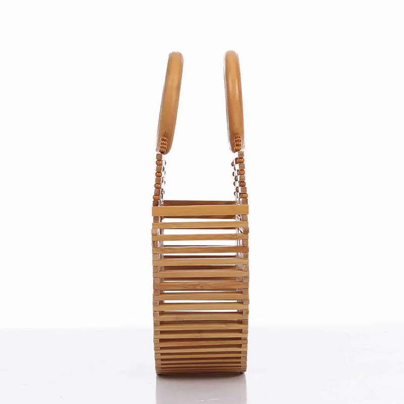STOCK Handmade Clutch Tote Beach Bag Bamboo Half Round Handle Handbags For Women Beach Bag
