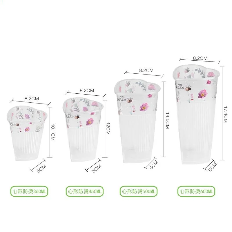 12oz Plastic Disposable Anti-scald Heart-shaped Cup