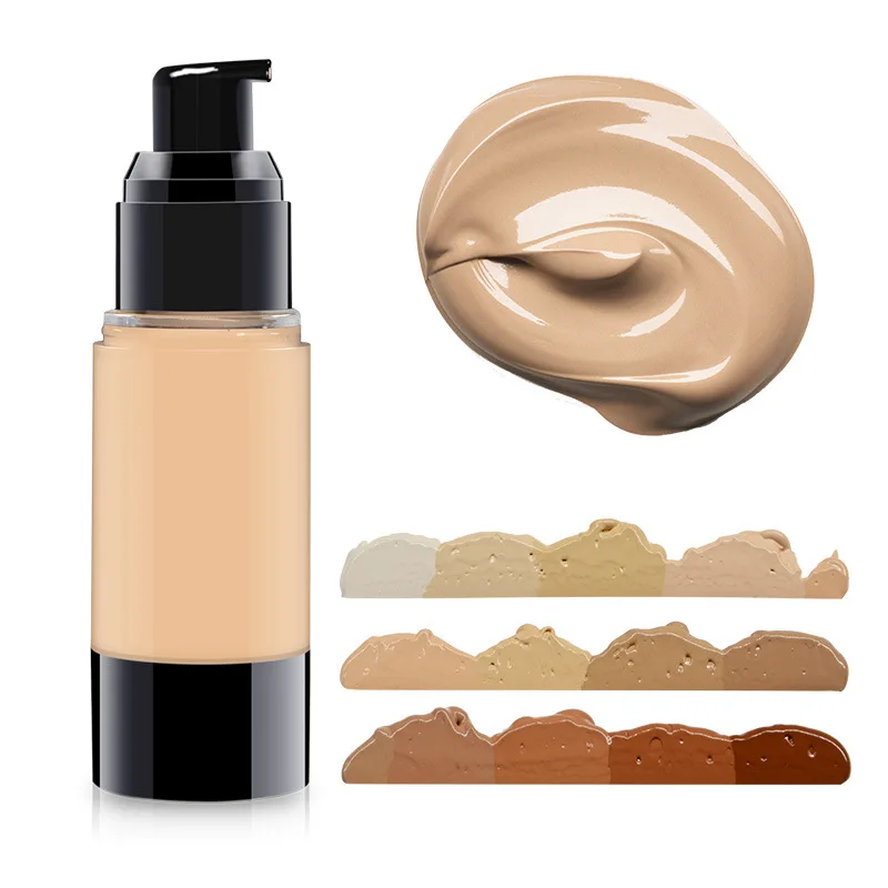 OEM Full Coverage Foundation Long Lasting 25colors Option Darker Black Skin Vegan Private Label Makeup Liquid Foundation