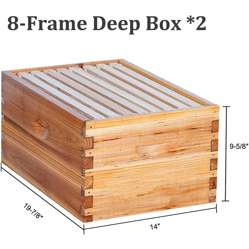 8 Frame Wooden Bee Hives Complete Beehive Kit With 2 Deep Bee Boxes 1 Super Hive Box For Bees Indoor Outdoor Use