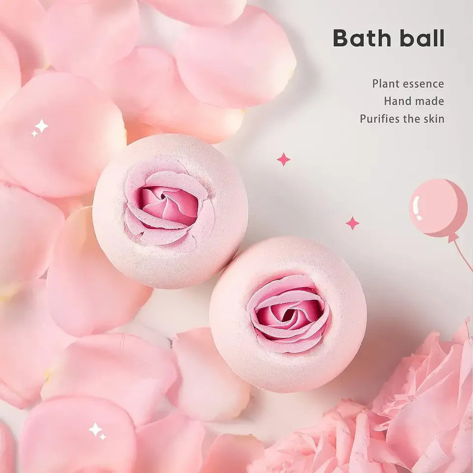 Wholesale Birthday gift baskets for women personalized handmade pink Rose Bath spa gift set 2023 New stock bridesmaid gift