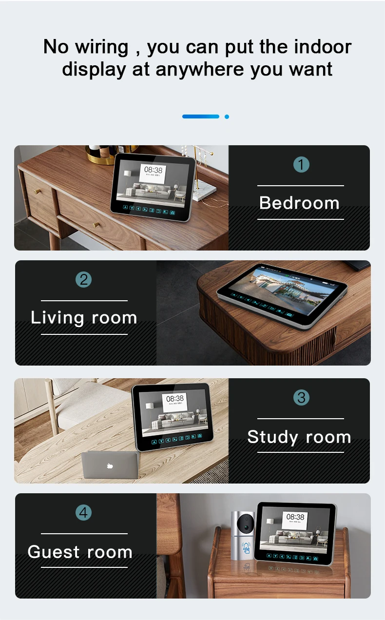 1080P HD 7 Inch Display Smart Home Security Wireless Camera Video Doorbell