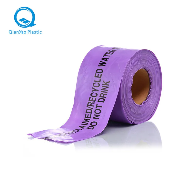 Tube And Purple Underground Pipe Sleeve Warning Tape  RECLAIMED RECYCLED WATER MAIN BELOW DO NOT DRINK
