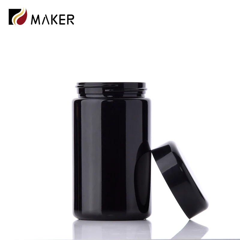 150ml 250ml 500ml 1000ml uv violet supplement smellproof food bottle cosmetic glass jar for gummy dried flower with bakelite cap