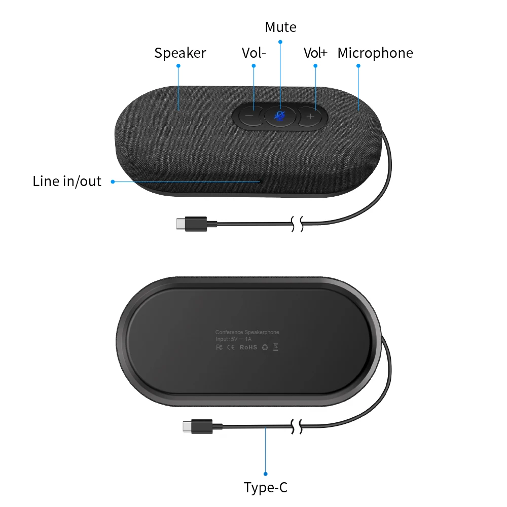 omnidirectional conference microphone and speakerphone usb conference speakerphone web conference microphone speaker
