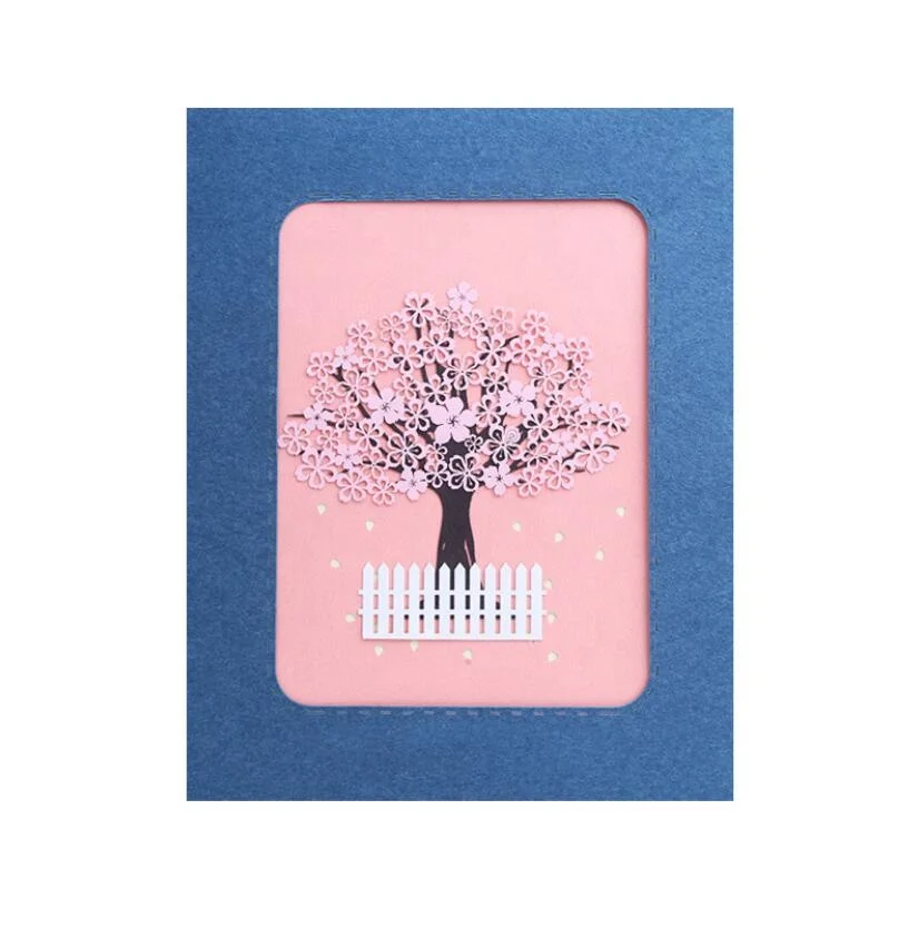 3D Pop Up Greeting Cards Romantic Cherry Tree Loveers for Wedding Valentine Anniversary Easter Birthday Festival Party