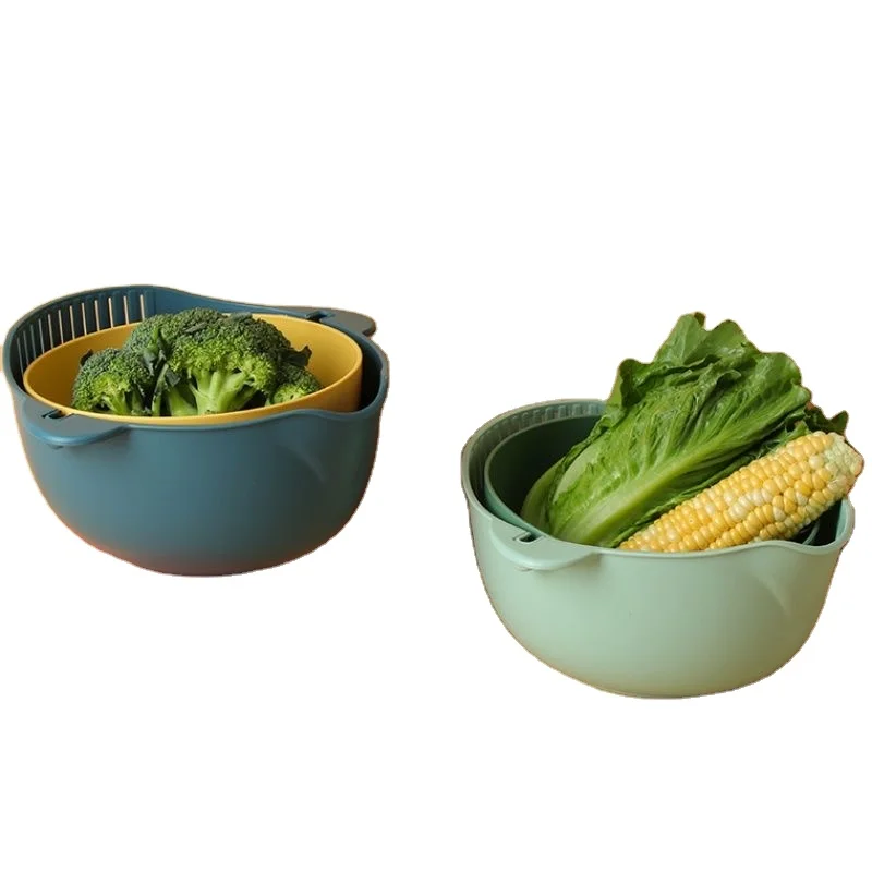 BPA Free Space-Saver Portable Food Strainer,Colander Set with Bowl Strainer Plastic Colander for Pasta, Veggies, and Fruits