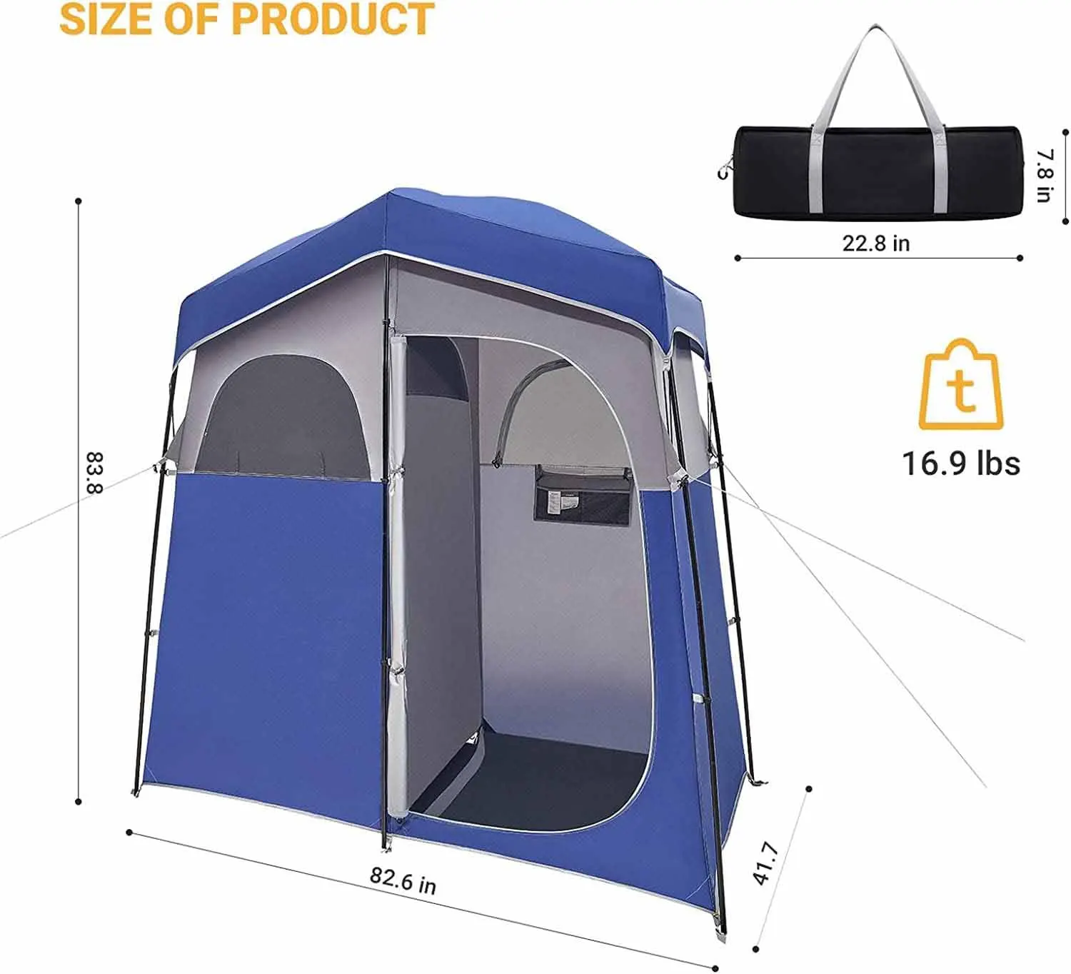 Outdoor Camping Waterproof Folding shower tent double dressing changing room privacy shelter tent 1-2 person shower tent