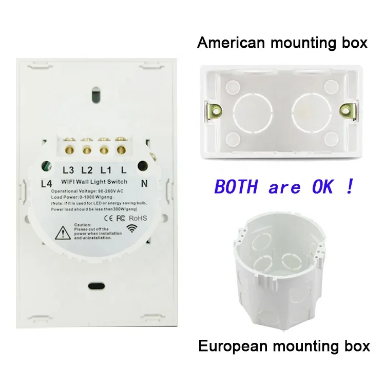 4 Gang Wireless Remote Switch Rf 433 Mhz Tuya Smart Wifi Light Switch Gangs