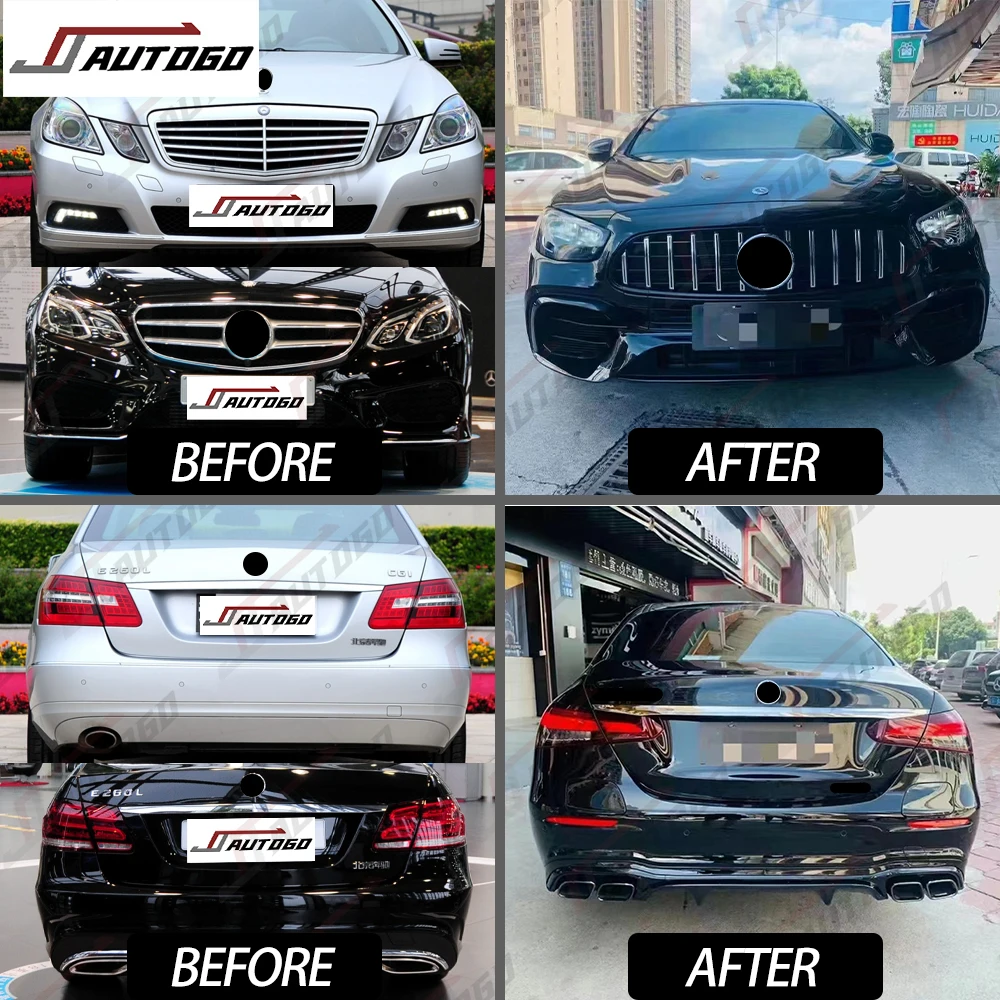 Bodykit For Benz W212 E 2009-2017 upgrade to 2021 AMG Front Rear Bumper Grille Hood Fender Side Mirror Headlight Taillight Trunk