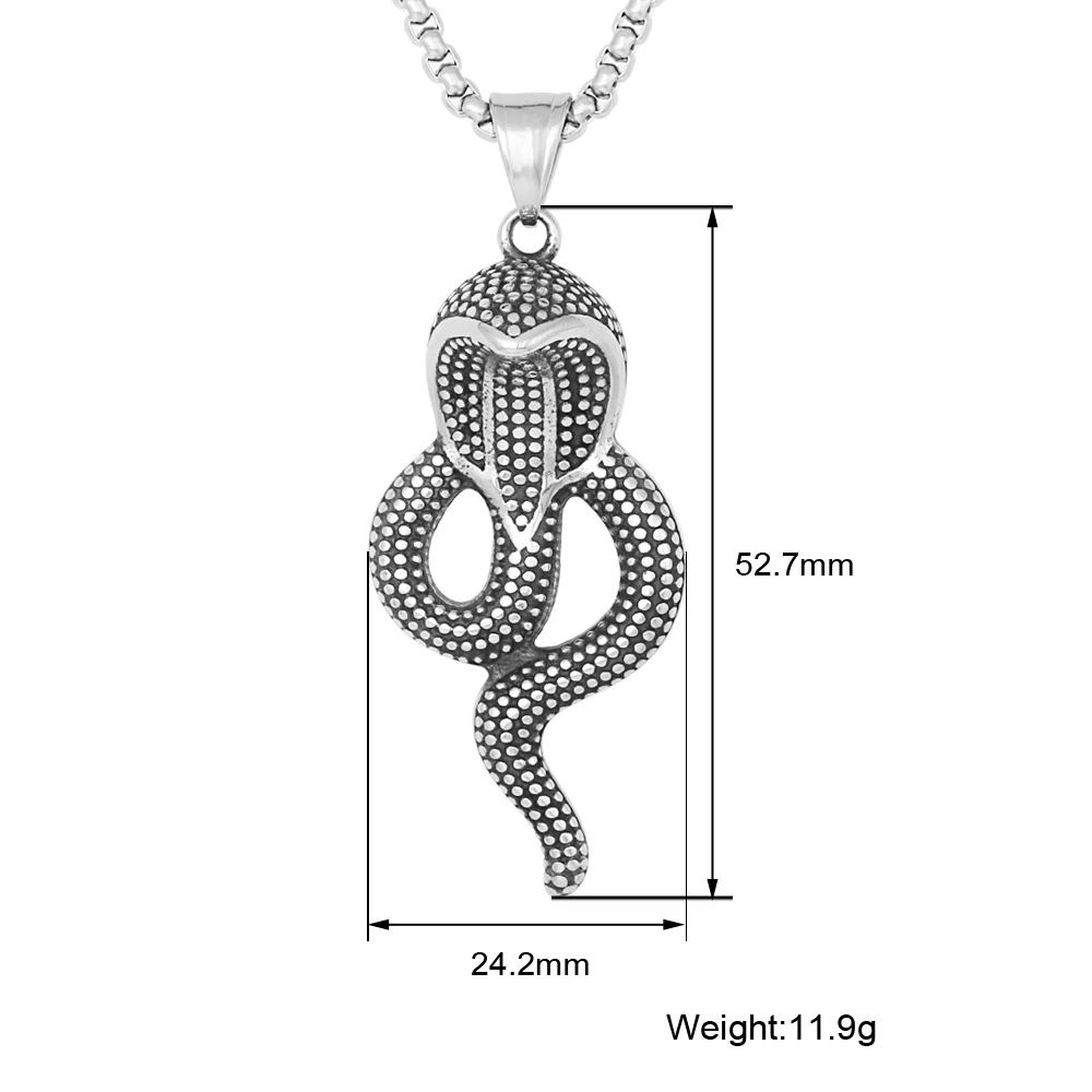 Best Selling Vintage Stainless Steel Snake Pendant Necklace For Men Women