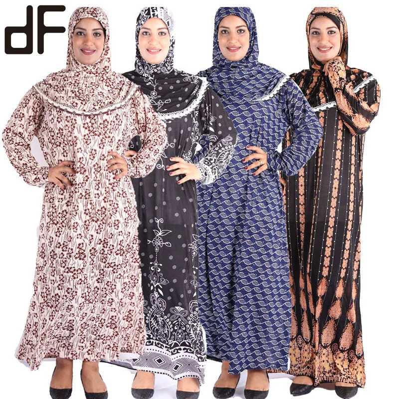 muslim long skirt women arabian worship floral robe calico polyester muslim fashion floral robe