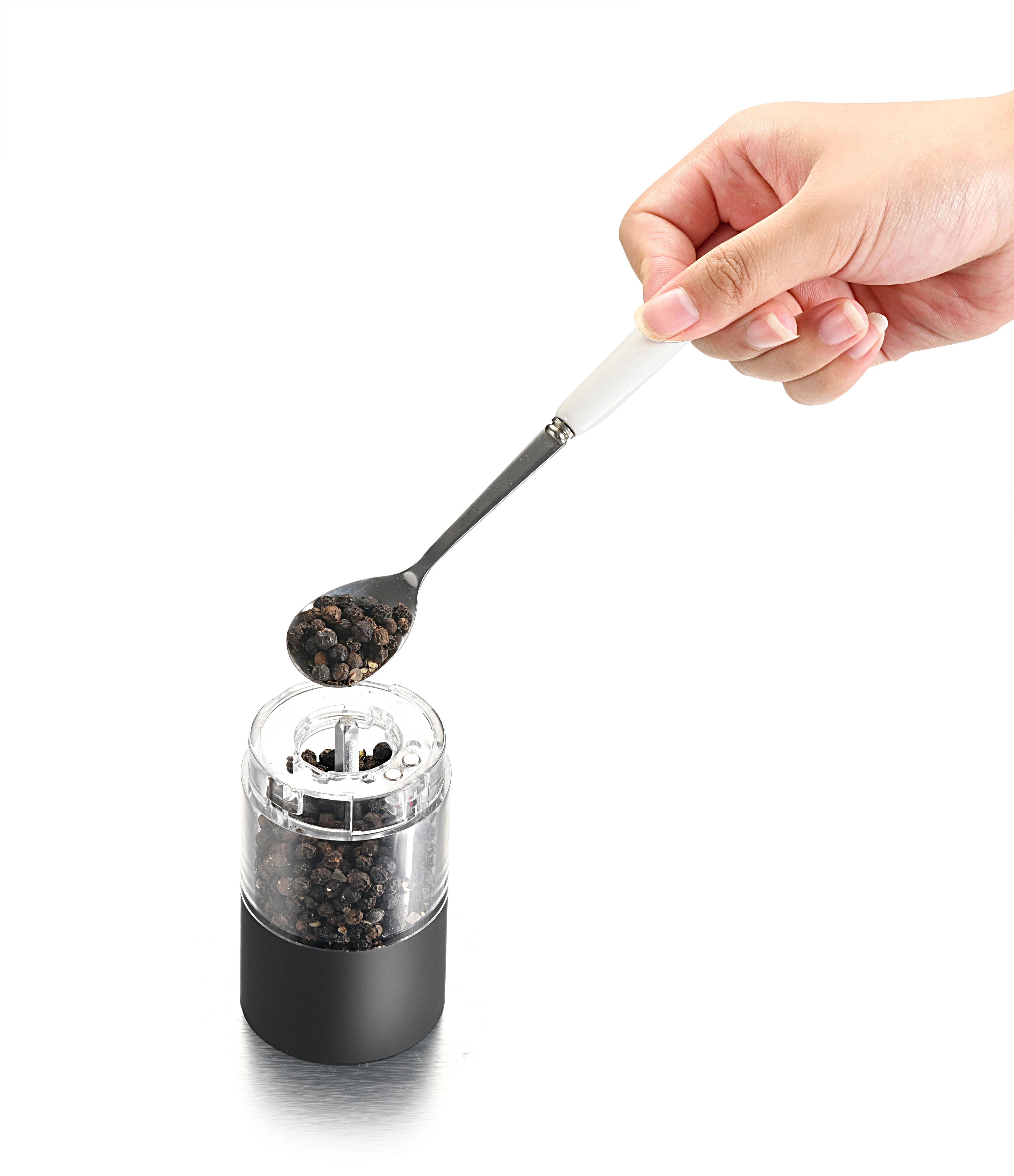 Electric Salt Pepper Grinder Salt and Pepper Grinder Set Battery Operated Space Silver CLASSIC Kitchen Customized Steel Box Logo