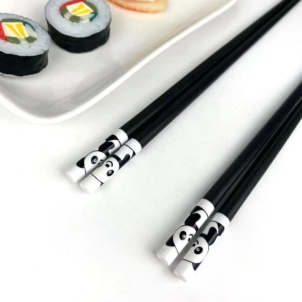 alloy chopsticks black and white panda cute cartoon kids chopsticks eco friendly safety chopstick