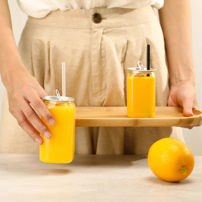 500ml Easy Open lid PET Can Plastic Bottles Disposable drink bottle packaging for milk tea beverage soda can with sealed