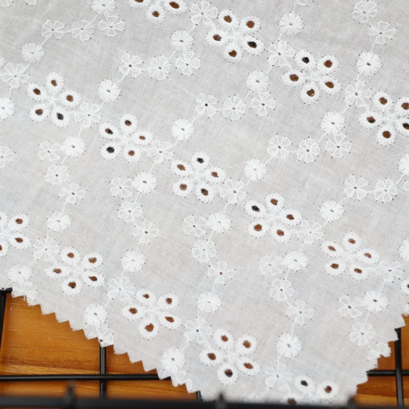 100% swiss voile  all over eyelet fabric  cotton embroidery lace white eyelet embroidered fabric for women dress