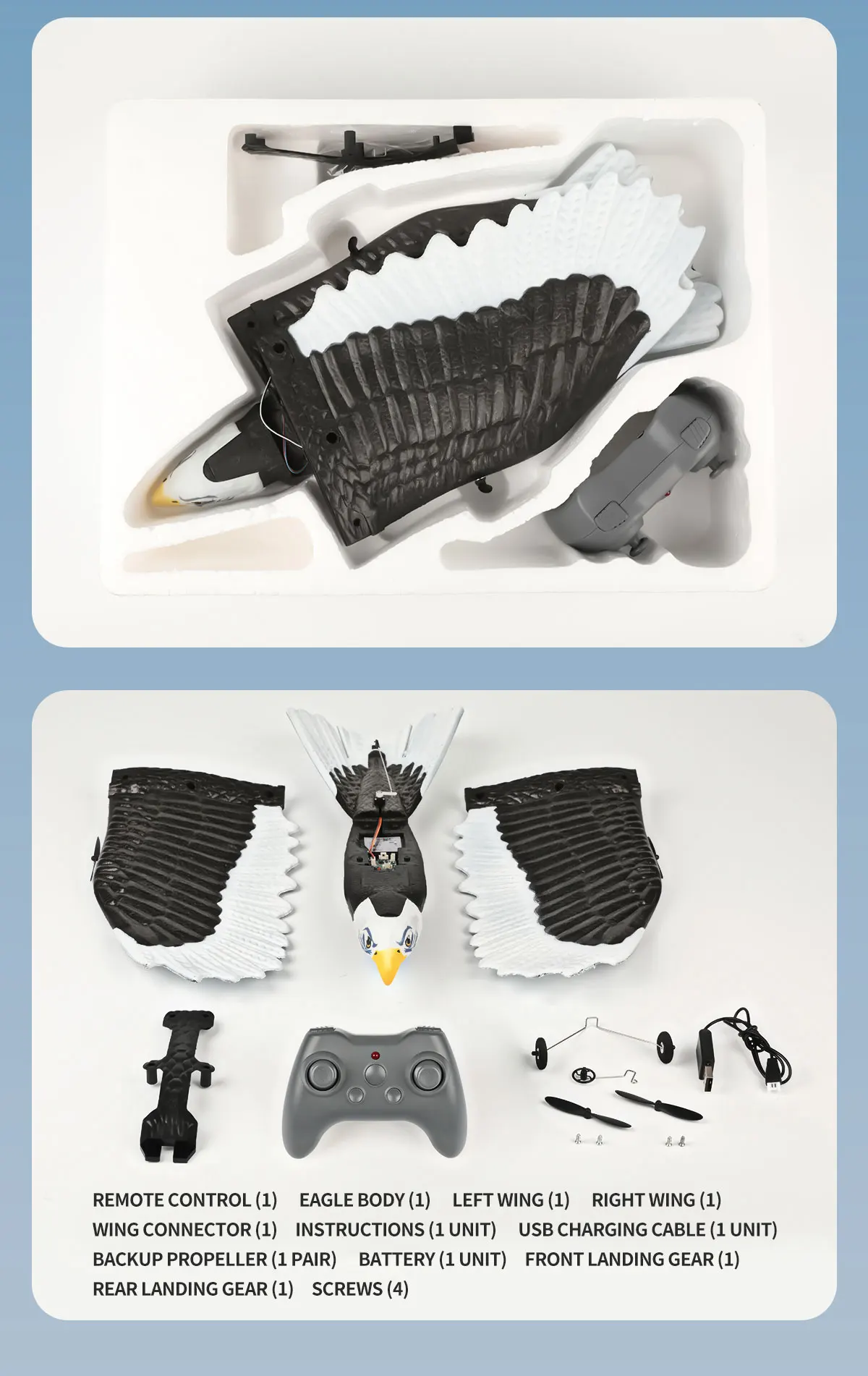 New 2.4G 578mm EPP Foam Simulation Wingspan Flying Model 3.5CH Sky King Eagle Gilier Plane Toy RC Airplanes Gyro For Beginners