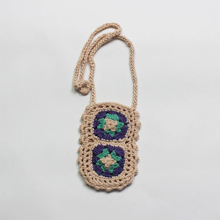 New Candy Color Creative Handmade Knitting Hollow Mobile Phone Bag