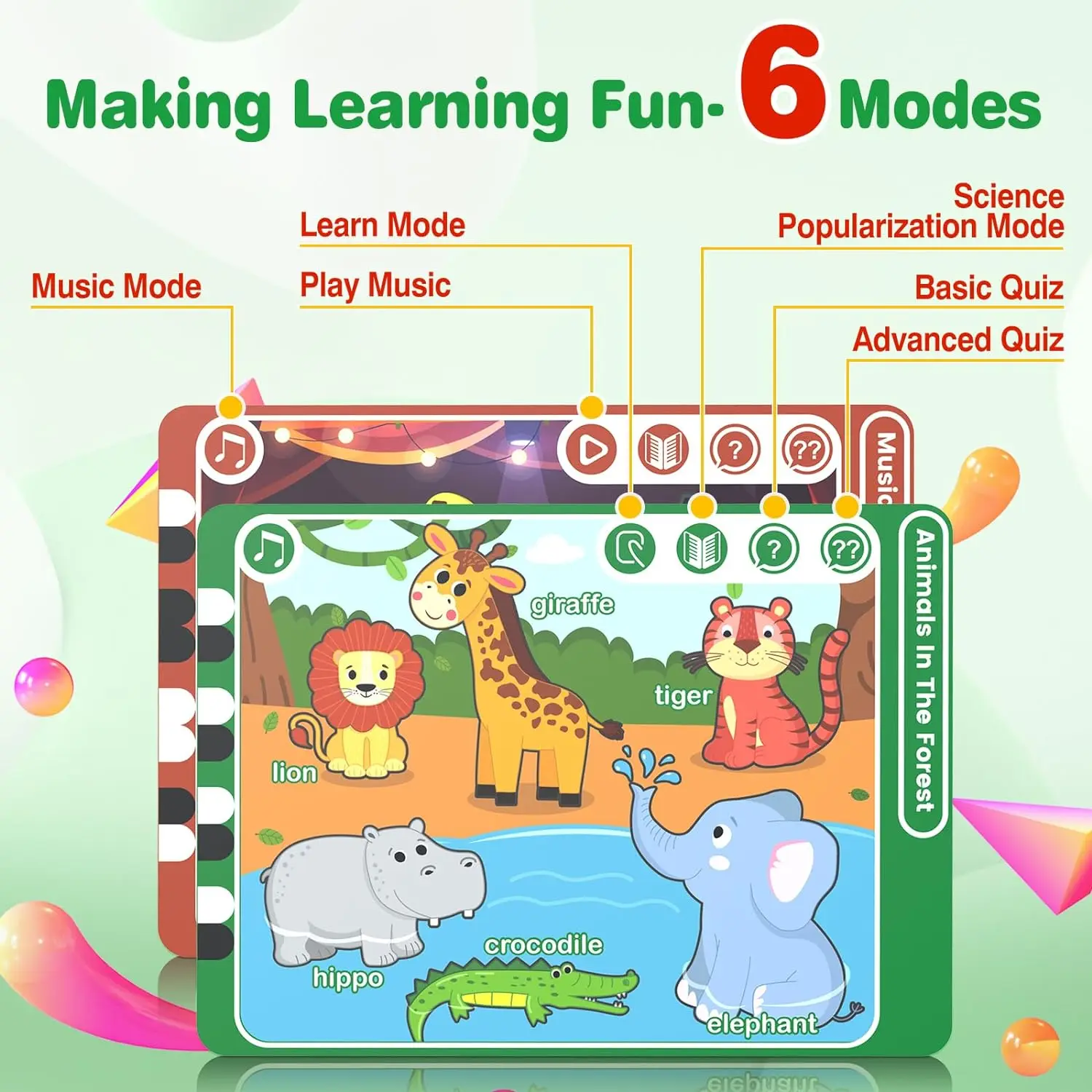 Interactive Educational Tablet Toys for Babies 1-2 Years Old Music & ABC Numbers Learning Activity Smart Talking Tablet