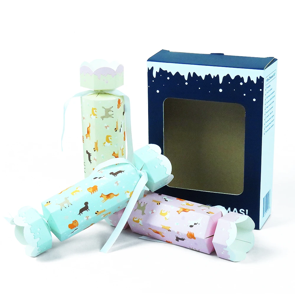 Christmas cracker gift paper packaging bath set Xmas Festive No snap cracker with clear PET window