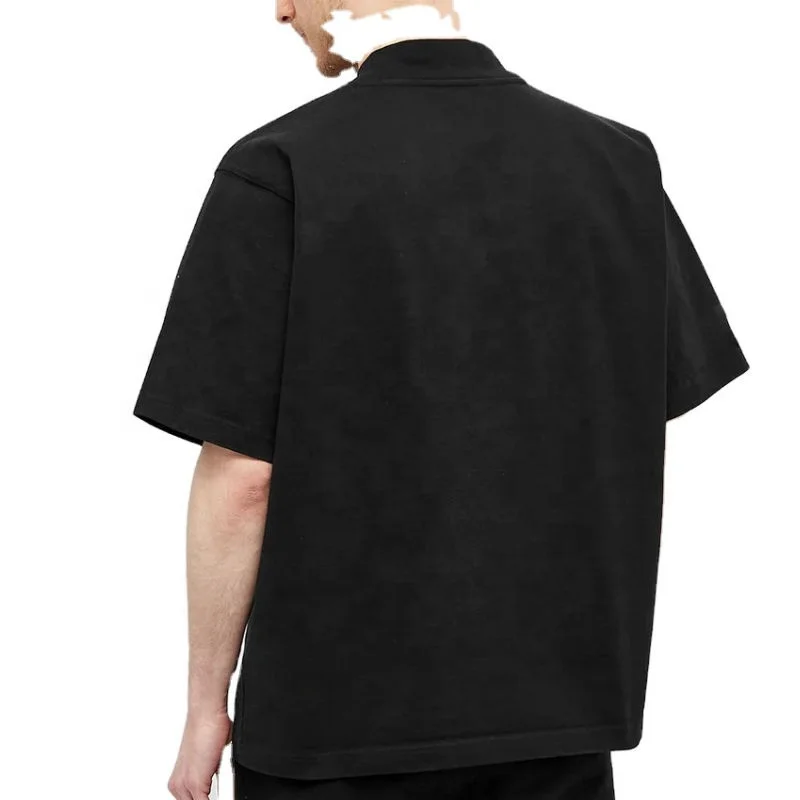 Premium heavy weight tees thick Cotton tshirts High Collar big and tall Fit Mock neck black t shirt