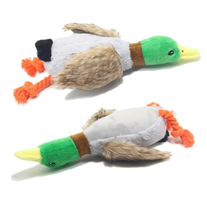 Duck Shape Squeak Dog Toys Crinkle stuffed Dog Chew Toys Rope Knots Plush Pet Toy