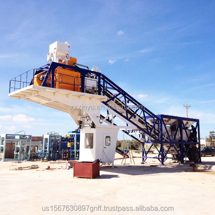 Mobile Concrete Mixing Plant Belt Conveyor Engine Core Cement Silo Construction Wet Mix Concrete Batching Plant