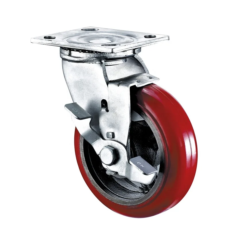 DLPO caster 8 inches 500kg load industrial swivel lock caster wheels for cargo trolley