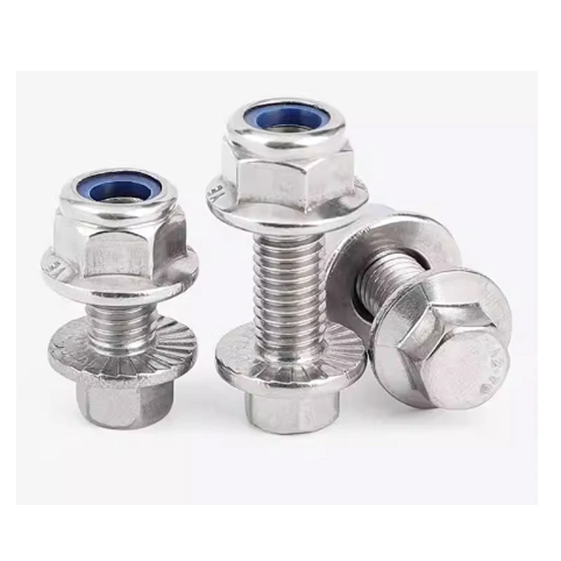 M6 M12 Stainless Steel B8 B8M B8T Hex Head Serrated Flange Bolt With Full Partial Thread and Hex Head Nut Assortment DIN6921