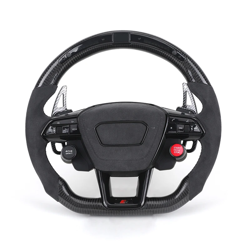 Car Start Button S-Line Half Alcantara Carbon Fiber Paddle LED Steering Wheel for Audi TT R8 A4 A5 B8 B9 S4 RS6 A6 C7 RS Q5 Q6