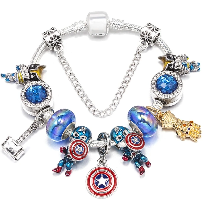 Classic DIY Marvel Charm Snake Chain Bracelet Fine Jewelry For Factory Pan dora Original bracelets boy